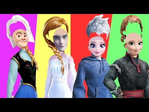 WRONG HAIR, FACE GAME DISNEY PRINCESS ELSA ANNA KRISTOFF FROZEN AND JACK FROST WRONG HEADS PUZZLES