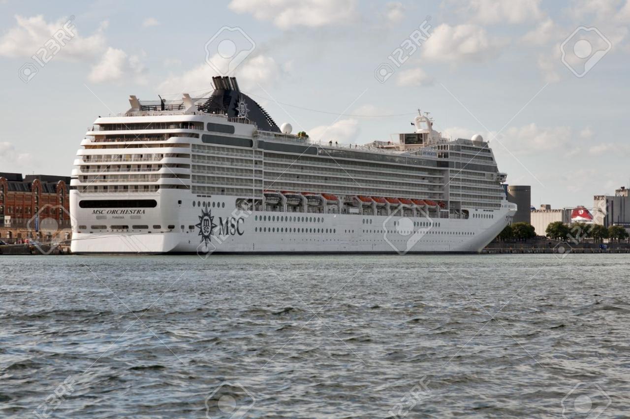 Copenhagen, Denmark - May 29: Msc Orchestra Cruise Ship Built In 2007  Moored In Harbor On May 29, 2010 In Copenhagen, Denmark. She Is The Second  Ship Of The Musica Class. She