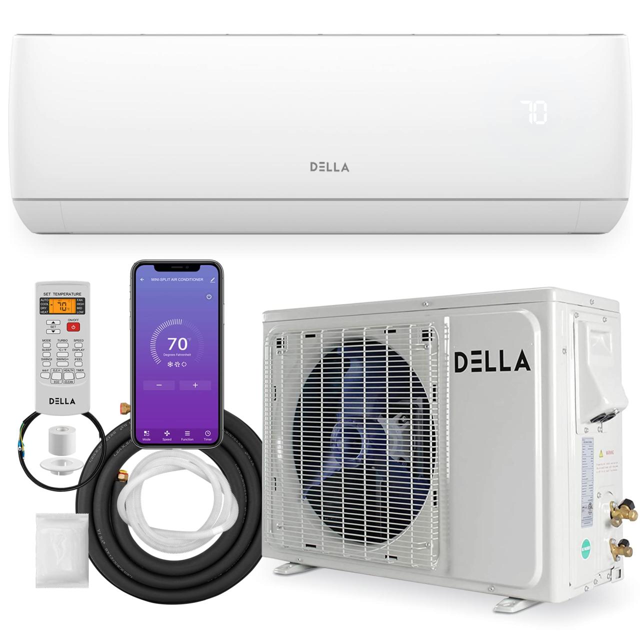 Amazon.Com: Della 12000 Btu Wifi Enabled Mini Split 20 Seer2 Cools Up To  550 Sq.Ft 110-120V Air Conditioner & Heater Ductless Inverter System With 1  Ton Pre-Charged Heat Pump (R32 Refrigerant) (Ja
