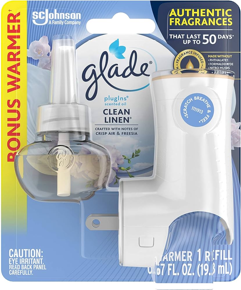 Amazon.Com: Glade Plugins Refills Air Freshener Starter Kit, Scented Oil  For Home And Bathroom, Clean Linen, 0.67 Fl Oz, 1 Warmer + 1 Refill :  Health & Household