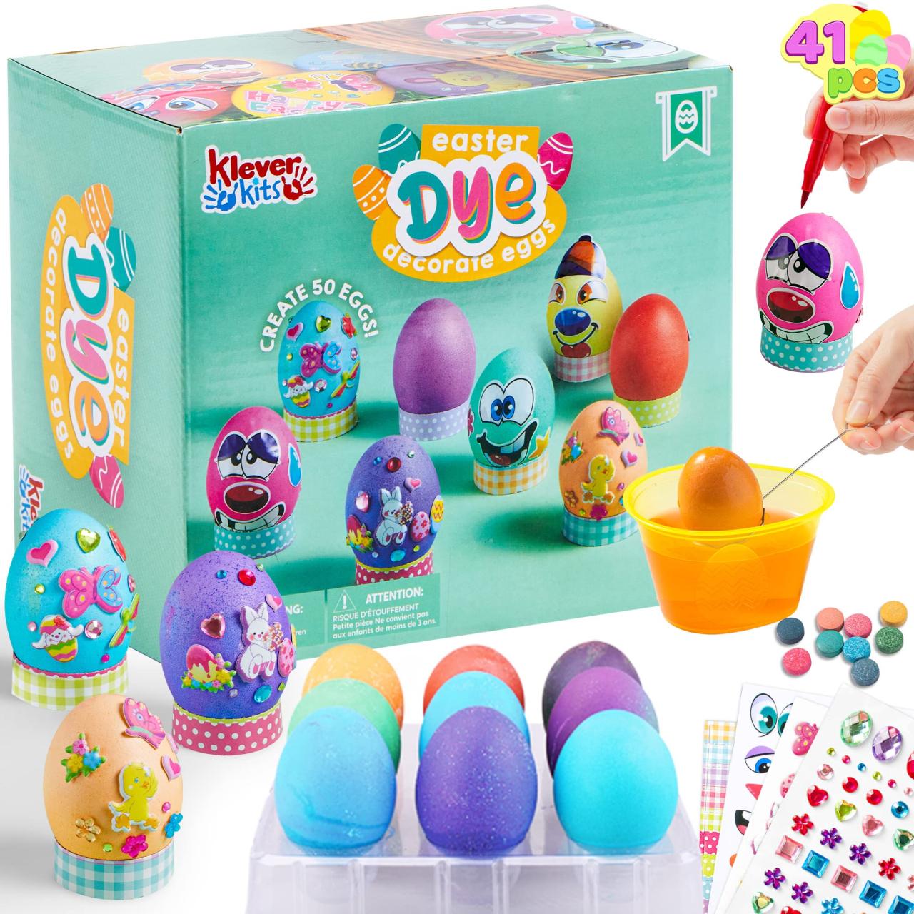 Amazon.Com: Klever 41 Pcs Easter Egg Decorating Diy Kit With Dye Tablets  And Easter Stickers, Coloring Dyeing Set For Kids Easter Theme Party, Egg  Hunt Creativity Activity : Toys & Games
